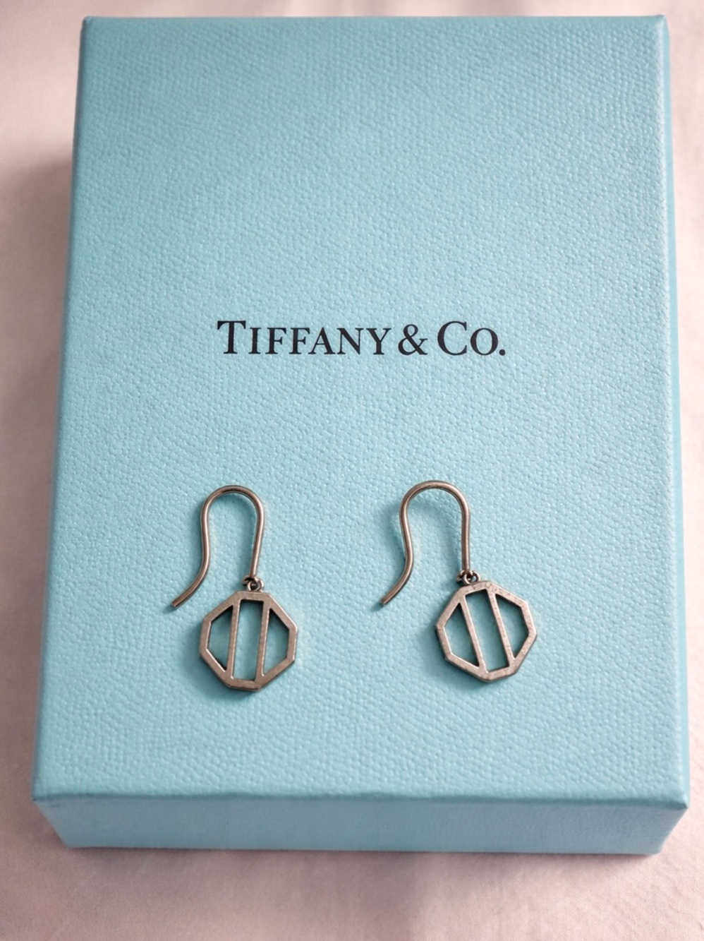 Tiffany & Co. Authentic Silver Paloma Picassio Octagon Drop Earrings